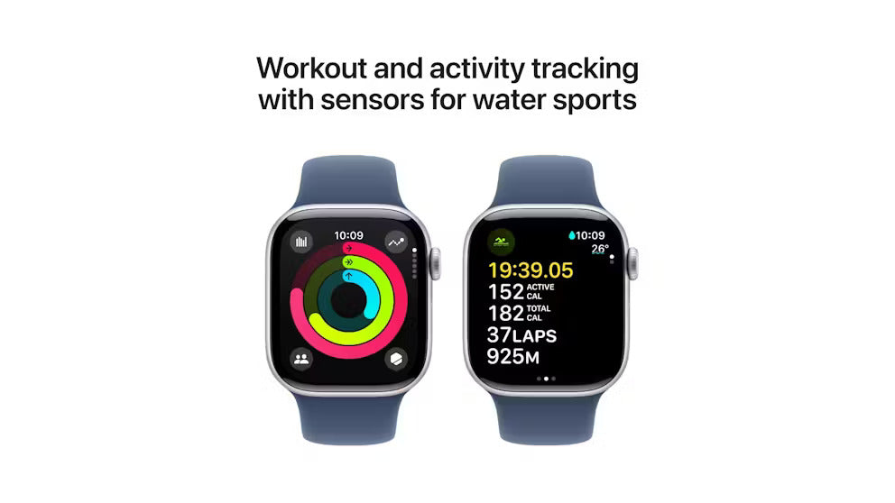 Apple Watch Series 10 GPS + Cellular 42mm Silver Aluminium Case with Denim Sport Band - AU Version Apple