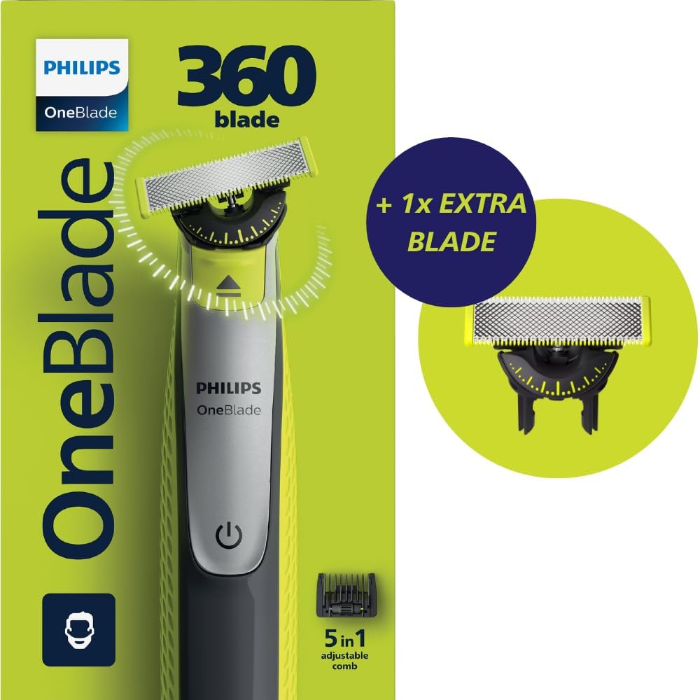 Philips OneBlade 360 QP2734 – Electric Trimmer and Shaver with Extra Blade & 5-in-1 Adjustable Comb