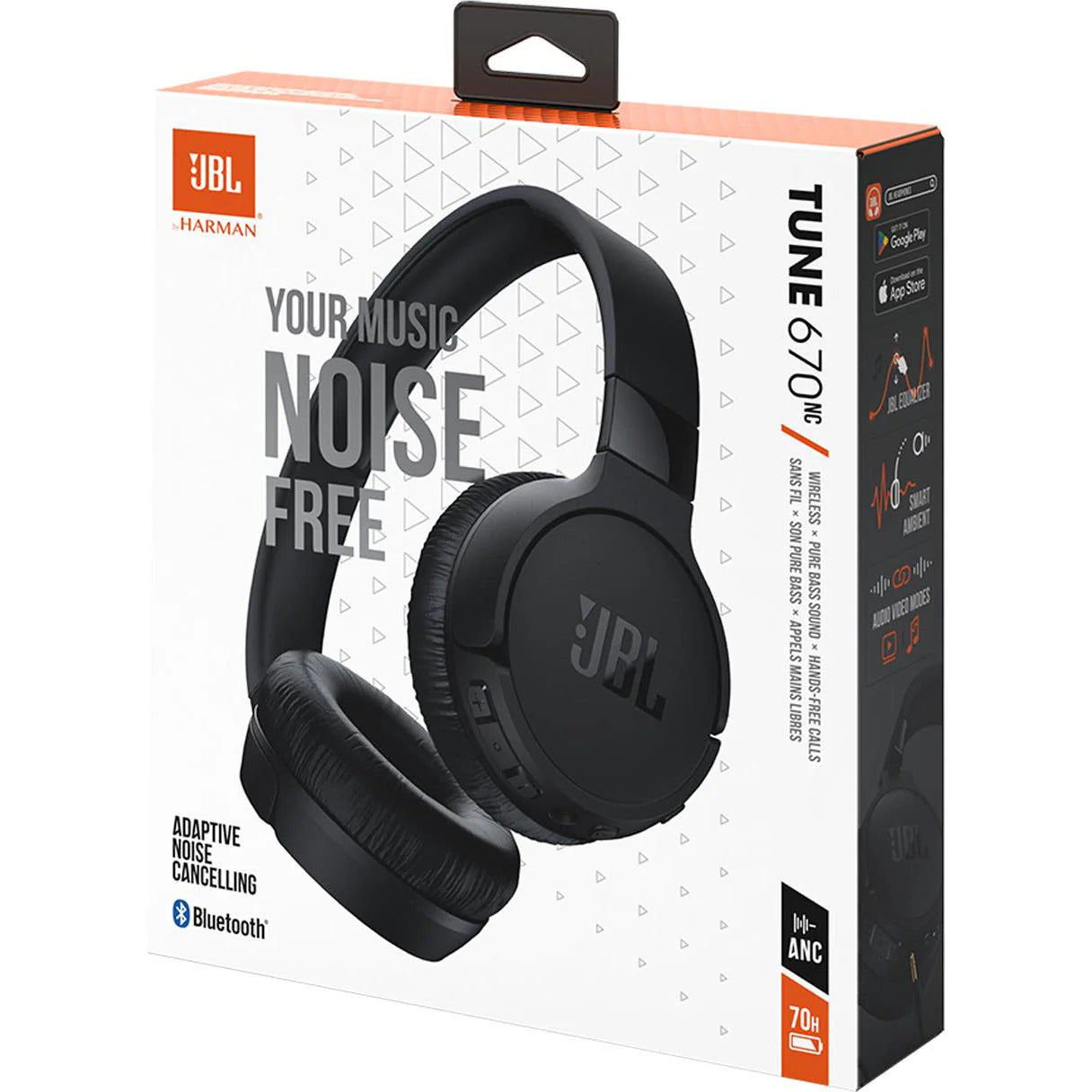 JBL Tune 670BTNC Wireless Noise Cancelling Headphones-Black - (AU version)