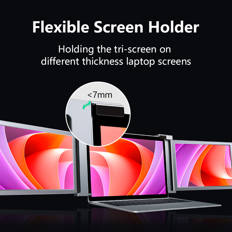 Dual Portable Tri Fold 1080P IPS FHD Screen Monitor Screen Extender For Laptop 10.1" Grey - Open Never Used Trion