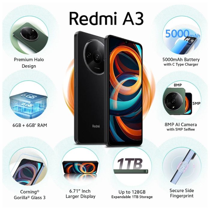 Redmi A3 – 4GB RAM, 128GB, Black