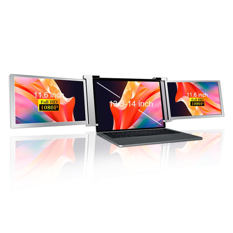 11.6 inch Trifold Portable Monitor 1080P IPS FHD Monitor Screen Extender For Laptop In Narrow Bezel- Grey (Au Version) - Open Never Used Trion