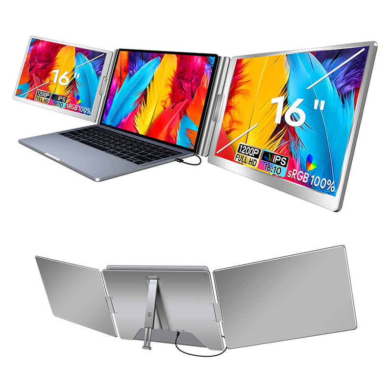 16 inch Trifold Portable Monitor 1080P IPS FHD Laptop Screen Extender For Laptop - Space Grey - Open Never Used Trion