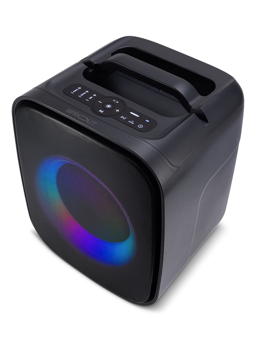 Sprout Soundloop Party Speaker – 60W RMS, LED Light Effects, Microphone & Guitar Inputs – Black - (AU Version) Box Damage