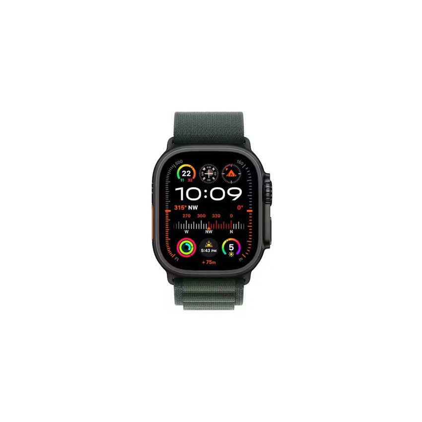 Apple Watch Ultra 2 GPS + Cellular 49mm Black Titanium Case with Dark Green Alpine Loop - Medium - AU Version