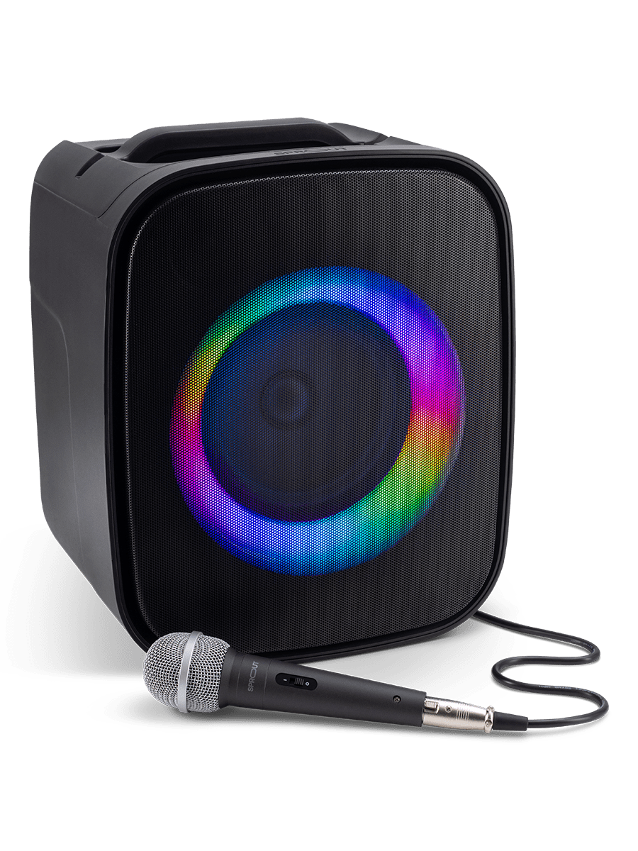 Sprout Soundloop Party Speaker – 60W RMS, LED Light Effects, Microphone & Guitar Inputs – Black - (AU Version) Box Damage