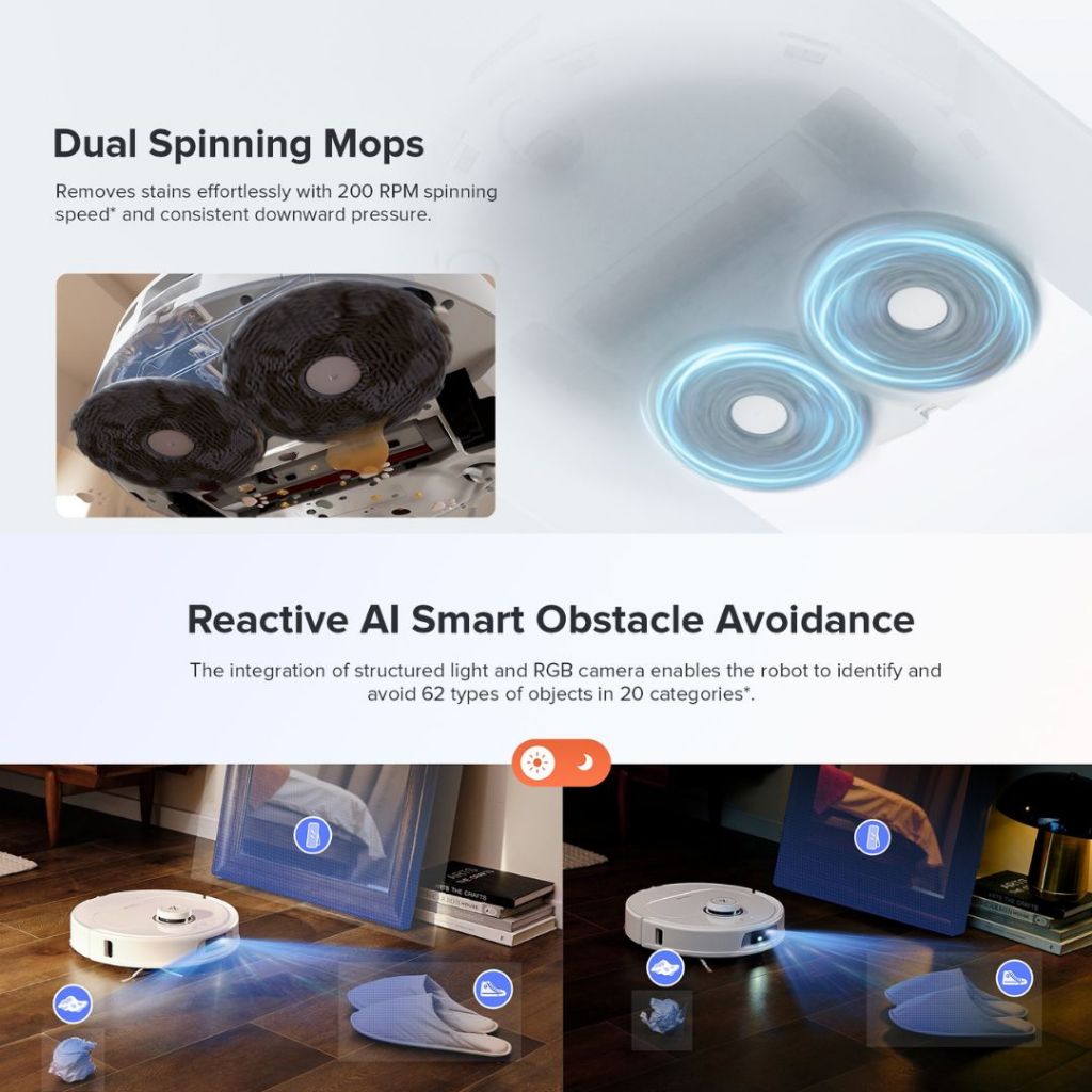 Roborock Q Revo MaxV Robot Vacuum Mop Extend 7000Pa Suction Power Liftable Brush Mop With Refill And Drainage System - White - Pristine Refurbished Roborock