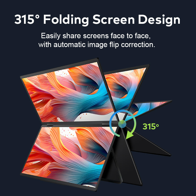 Trion 15.6-inch Full HD Foldable Dual Portable Monitor - Plug and Play Screen Extender - Pristine - Refurbished