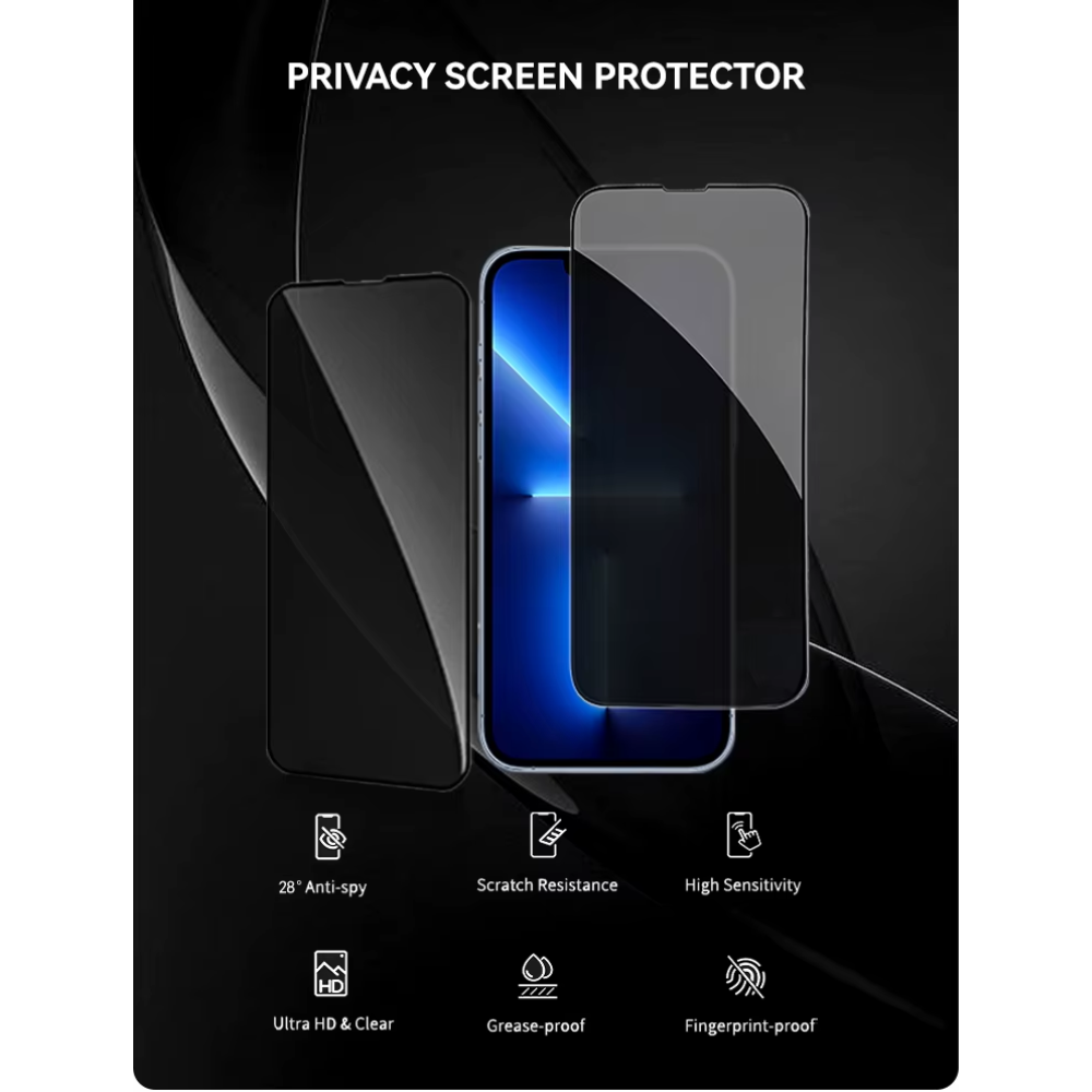Tristar Privacy Tempered Glass Compatible with iPhone 11–17 Anti-Spy Protection