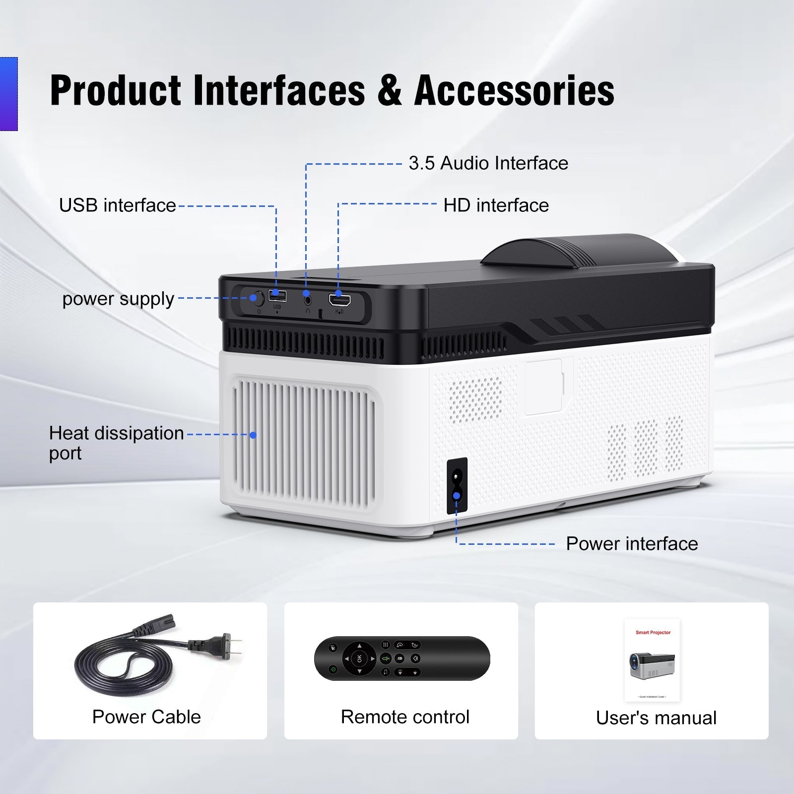 Magcubic HY450 8K Projector – 900ANSI Ultra Short Throw, 1080p, Allwinner H716, Bluetooth 5.4, WiFi 6, Auto Offset & Electronic Focus, Dual Speakers - Open Never Used Magcubic