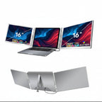 TRION TRIFOLD 16‑inch used for video editing with timeline on one side panel and preview window on the other.