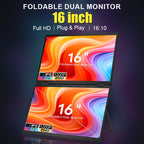Trion 16-inch Full HD Foldable Dual Portable Monitor - Plug and Play Screen Extender - Acceptable - Refurbished