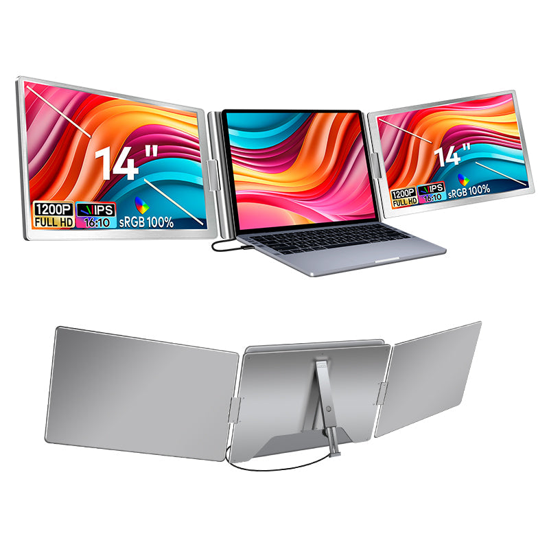 Trion 14-inch 360° trifold portable monitor 1200P IPS FHD Laptop Screen Extender - Grey (AU Version) Trion