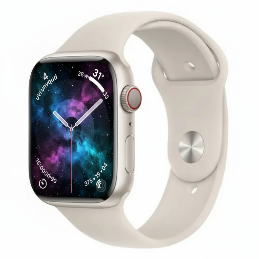 Apple Watch Series 9 45mm Stainless Steel Case – Starlight – Sport Band (M/L) – GPS + Cellular With 100% Battery - Pristine - Refurbished Apple
