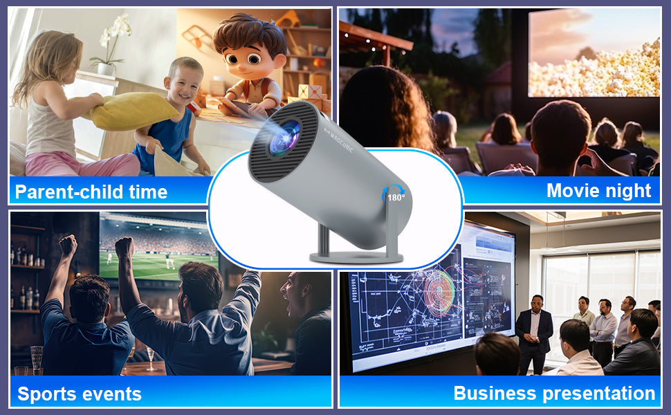 Magcubic HY300 Pro 4K Decoding Mini Projector – WiFi 6, Bluetooth 5.0, Rotatable Stand, Auto Keystone, Portable Home Cinema