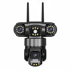 15MP WiFi PTZ Outdoor Security Camera – Triple Lens, 3-Screen View, 10X Zoom, Human Detection, IP Cam Pristine - Refurbished