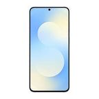 Galaxy S25 FE 5G Icy Blue top view highlighting slim bezels and centered punch-hole camera

