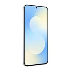 Galaxy S25 FE 5G Icy Blue shown from front and back side-by-side to display design and colour

