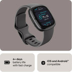 Fitbit Sense Smartwatch Graphite GPS, ECG & SpO₂ - Pristine - Refurbished