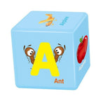 Alphabet cubes arranged together showing full letter range