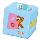 Alphabet cube blocks shown flat with multiple letter faces