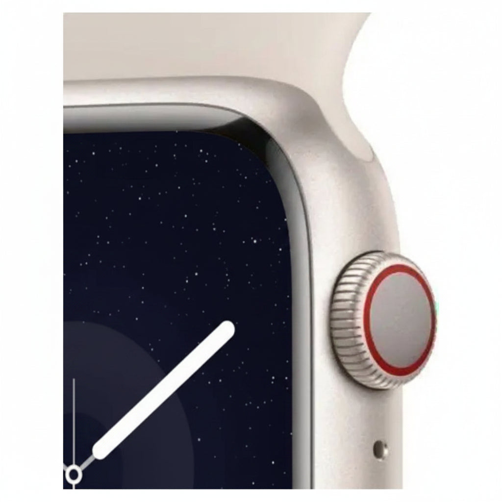 Apple Watch Series 9 45mm Stainless Steel Case  Starlight  Sport Band (M/L)  GPS + Cellular With 100% Battery - Pristine - Refurbished Apple