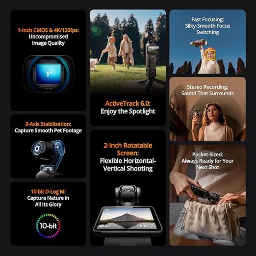 DJI Osmo Pocket 3 Creator Combo - 4K Vlogging Camera - 3-Axis Stabilization, Mic Included (Copy) DJI