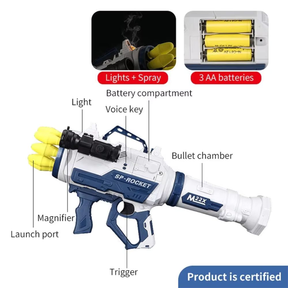 Soft Bullet Rocket Launcher Toy – Electronic Bazooka with Light & Sound Effects
