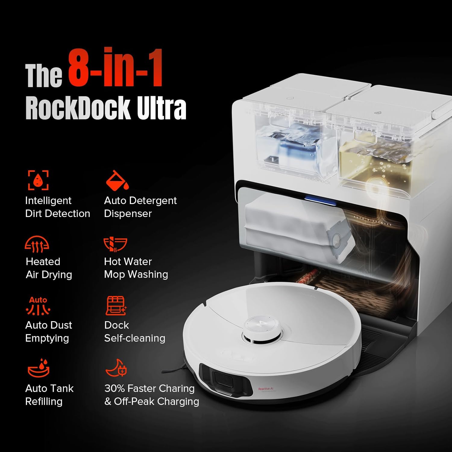 Roborock S8 MaxV Ultra Robotic Vacuum Cleaner - White ( Refurbished Grade - B ) Roborock