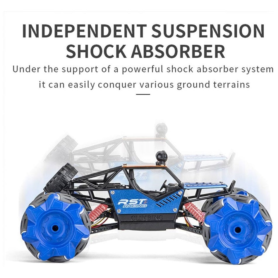 Stunt Car Toy - Side Drift Skidding Rock Crawler Alloy Climbing Remote Control Car - 1/20 Scale RC Truck with Light - 2.4GHz Tristar