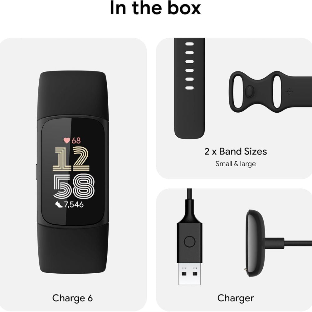 Fitbit Charge 6 Fitness Tracker - 1GB - Telstra - Black