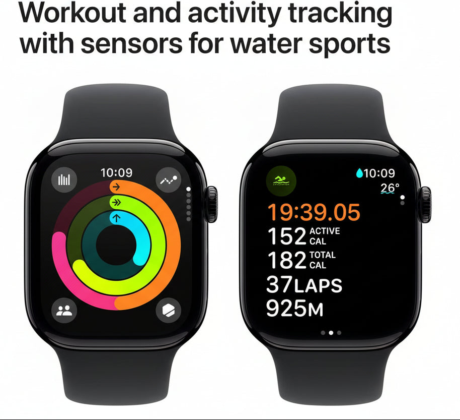 Apple Watch Series 10 46mm Jet Black Aluminium Case GPS + Cellular Sport Band - AU Version