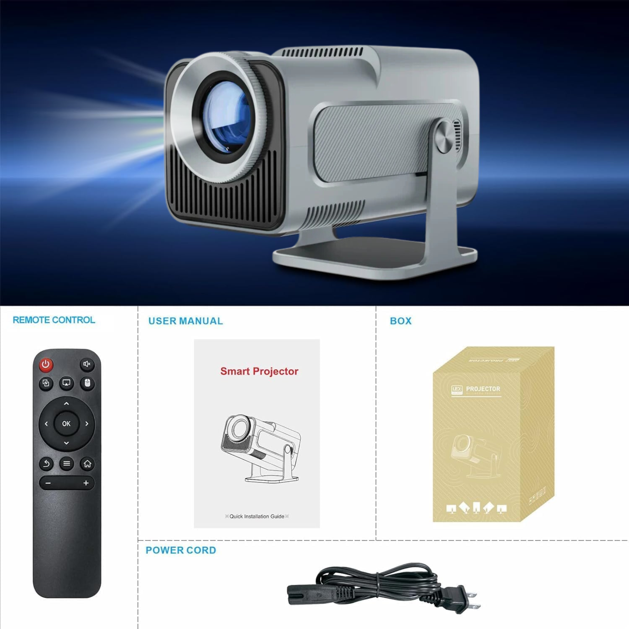 Magcubic HY320 Projector - Grey WiFi 6, BT 5.0, Android 11 - Native 1080P/4K Decoding - 180° Rotatable - Auto Keystone Correction - Hi-Fi Speaker (Copy) Magcubic