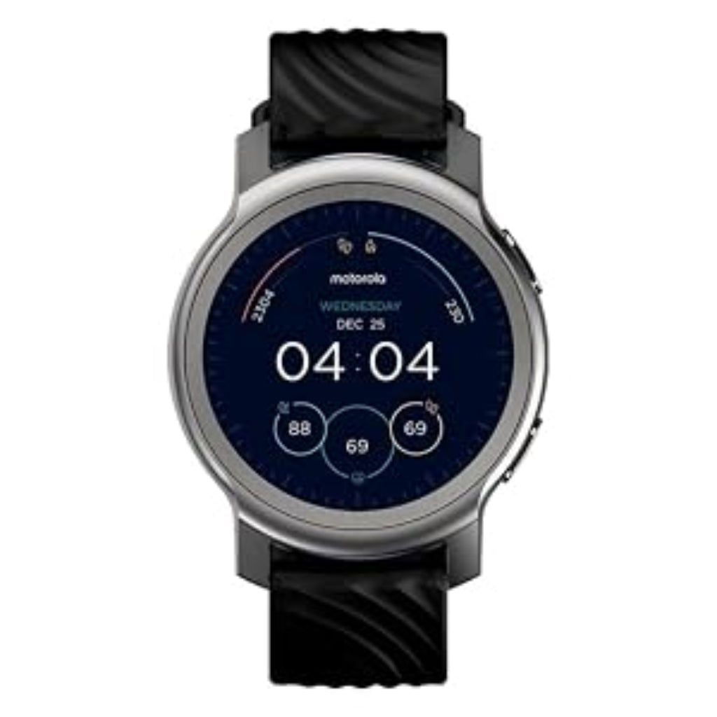 Moto Watch 100 Smartwatch – Glacier Silver & Phantom Black GPS Fitness Watch