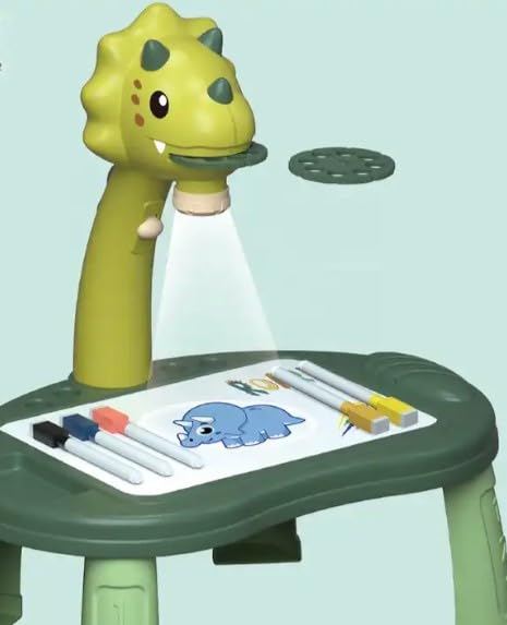 Kids Educational LED Projector Table Toy - Tyrannosaurus Drawing Board Easel - Green (Dinosaur) Tristar Online