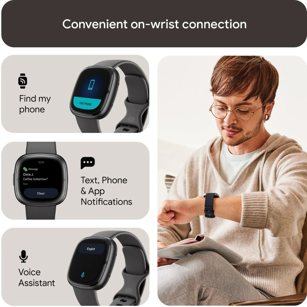 Fitbit Sense Smartwatch Graphite GPS, ECG & SpO₂ - Pristine - Refurbished