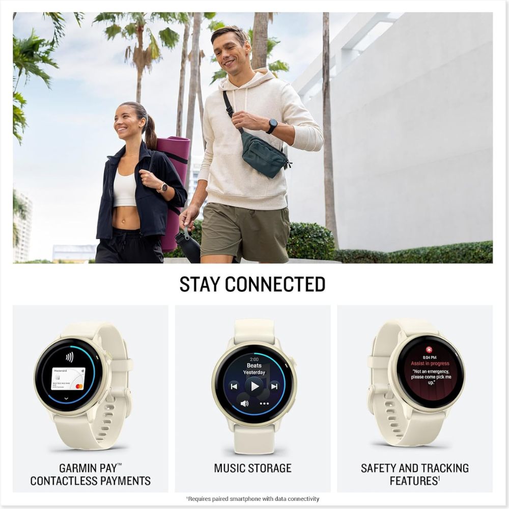 Garmin vívo active 6 GPS Smartwatch, Lunar Gold with Bone Band