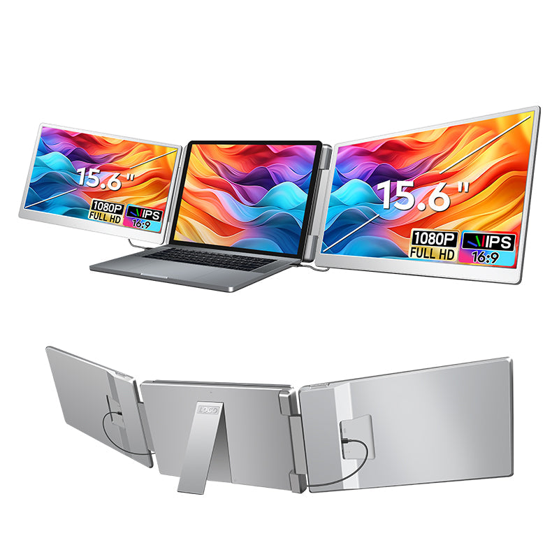 Trion 15.6-inch 360° trifold portable monitor 1080P IPS FHD Laptop Screen Extender - Grey (AU Version)
