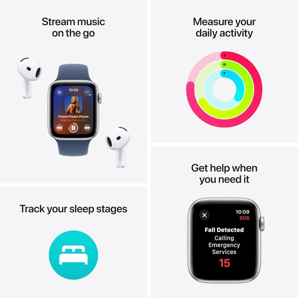Apple Watch SE 40mm - Midnight Aluminum Case with Black Sports Band - Pristine Refurbished