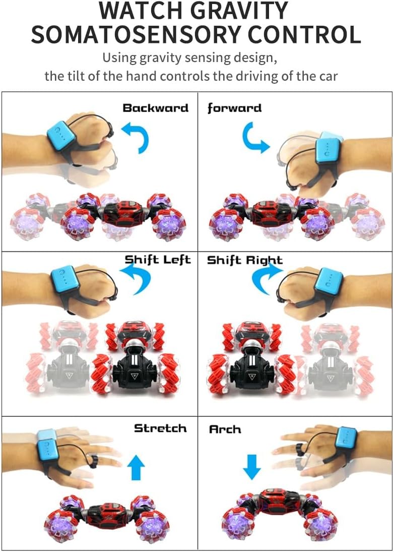 GW124 Hand Gesture Control RC Double-Sided Twist Stunt Red Car