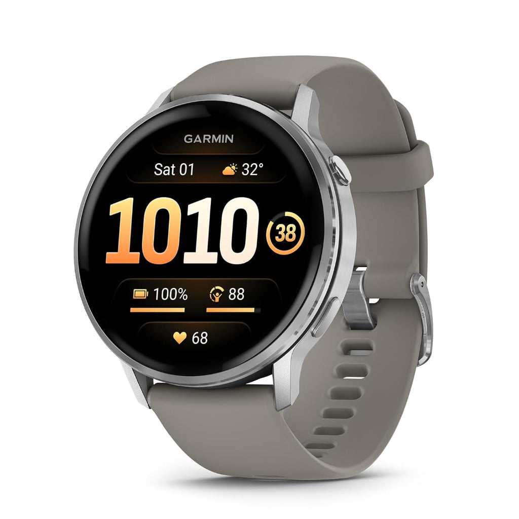 Garmin Venu 4 45mm GPS Smartwatch - Slate with Black, Silver with Citron, Silver with Silver Gray silicone band