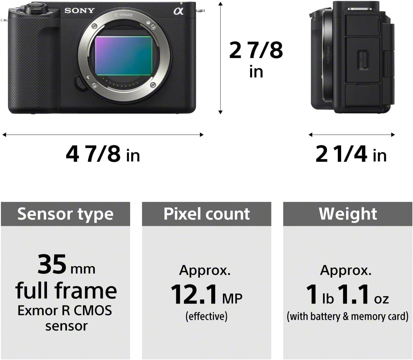 Sony ZV-E1 Mirrorless Camera Body (ILCZV-E1) – Black Sony
