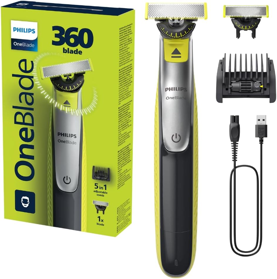 Philips OneBlade 360 QP2734 – Electric Trimmer and Shaver with Extra Blade & 5-in-1 Adjustable Comb Philips