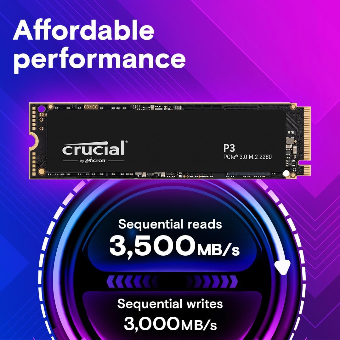 Crucial P3 1TB PCIe 3.0 NVMe M.2 2280 Internal SSD