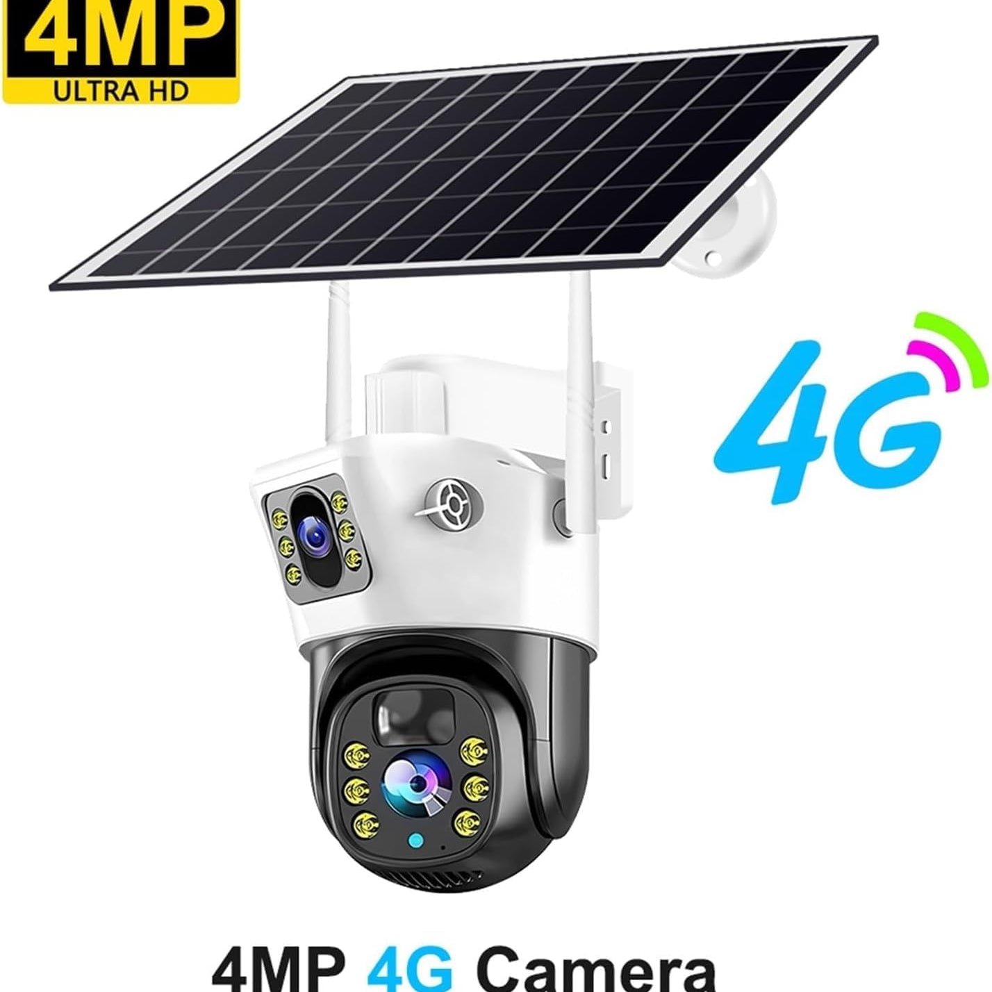 4G SIM Solar Security Camera 8MP 4K Outdoor CCTV IP Camera - Night Vision - PIR Motion Detection - Two-Way Audio - Solar Panel - Dust & Water Resistant