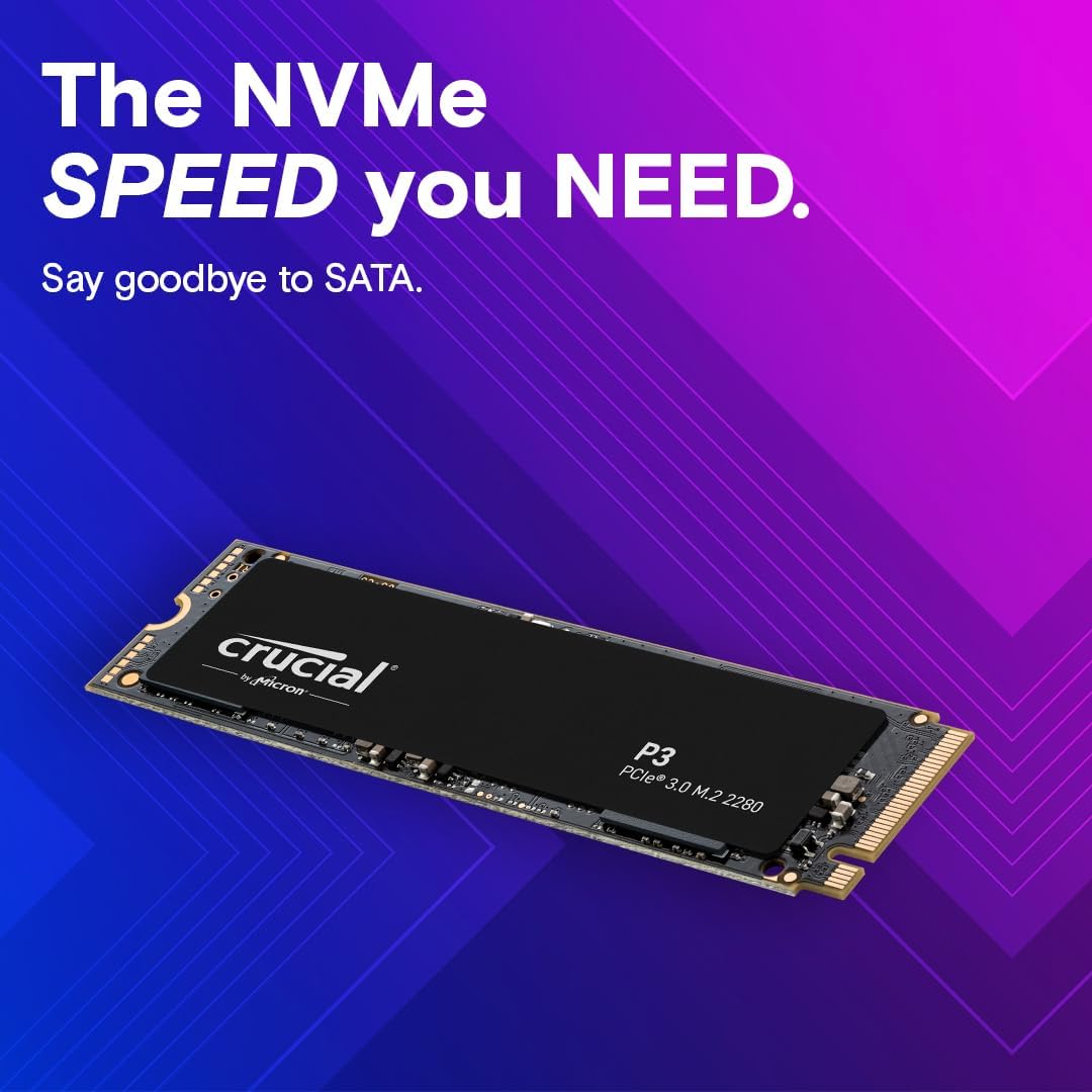 Crucial P3 4TB PCIe 3.0 NVMe M.2 SSD - Up to 3500MB/s, CT4000P3SSD8