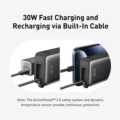 Anker Nano 10K 30W Power Bank with Built-In USB-C Cable – 10000mAh – Black (Copy) ANKER