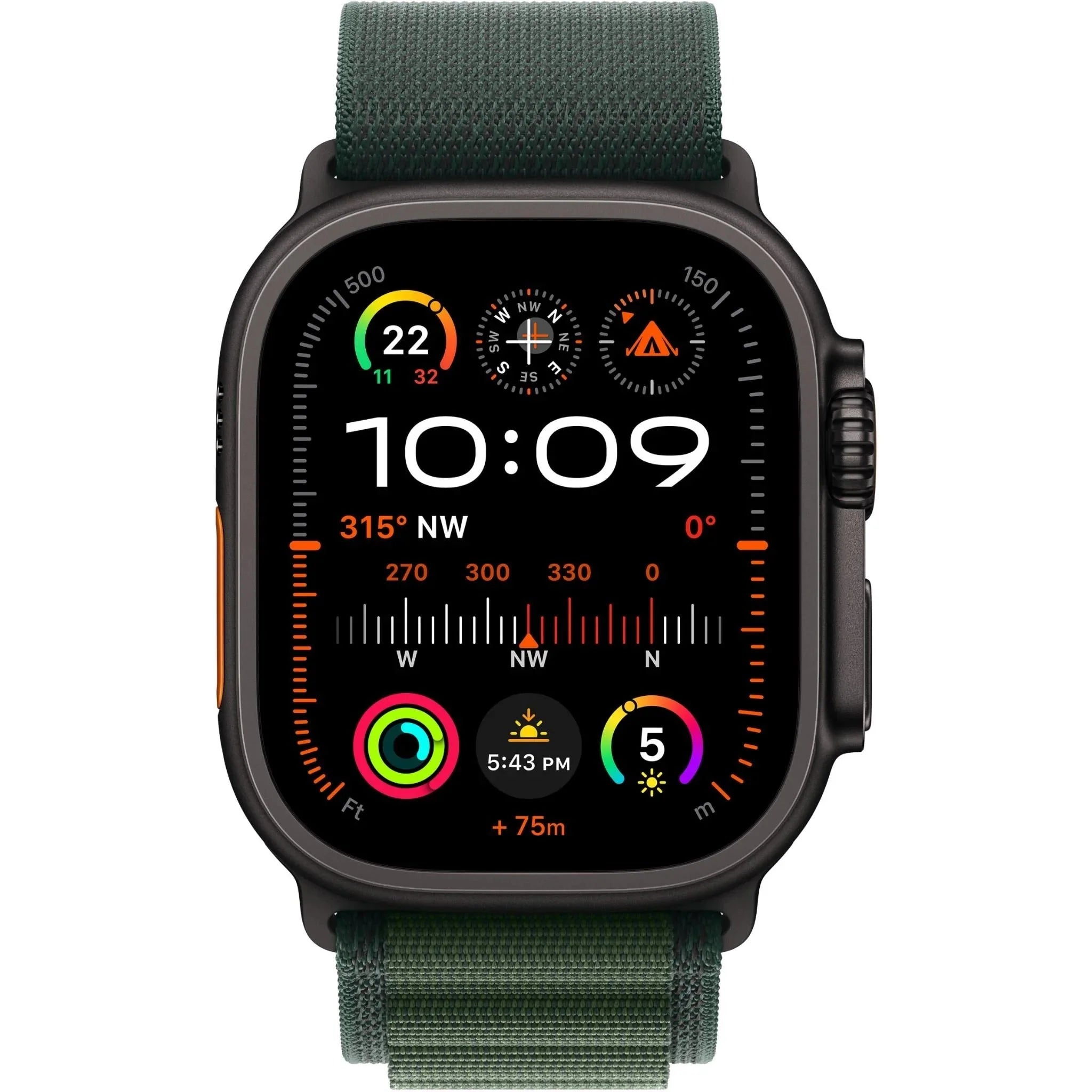 Apple Watch Ultra 2 49mm Titanium Case Black/Green Alpine Loop (M) GPS + Cellular Smartwatch - Pristine - Refurbished Apple