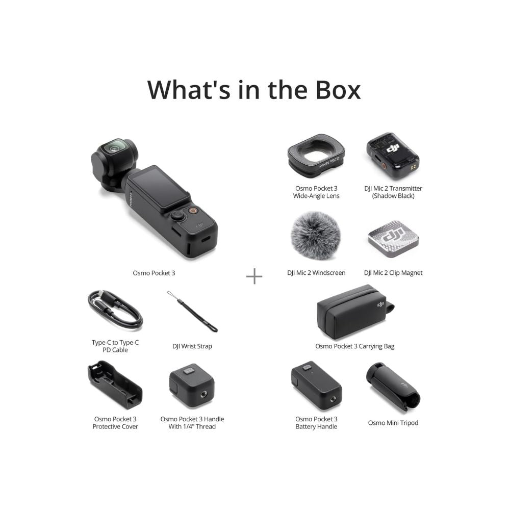 DJI Osmo Pocket 3 Creator Combo - 4K Vlogging Camera - 3-Axis Stabilization, Mic Included DJI