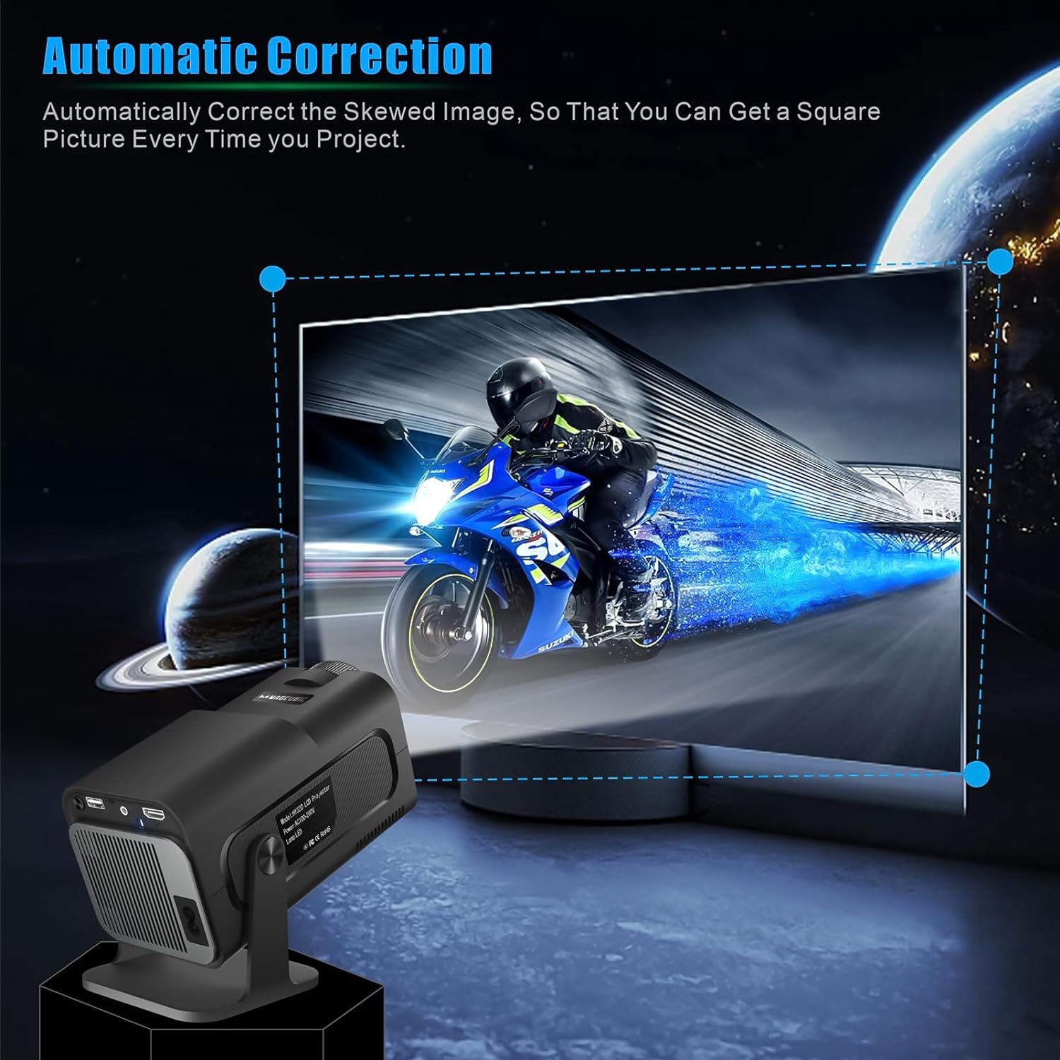 Magcubic HY320 Projector - Grey WiFi 6, BT 5.0, Android 11 - Native 1080P/4K Decoding - 180° Rotatable - Auto Keystone Correction - Hi-Fi Speaker (Copy) Magcubic